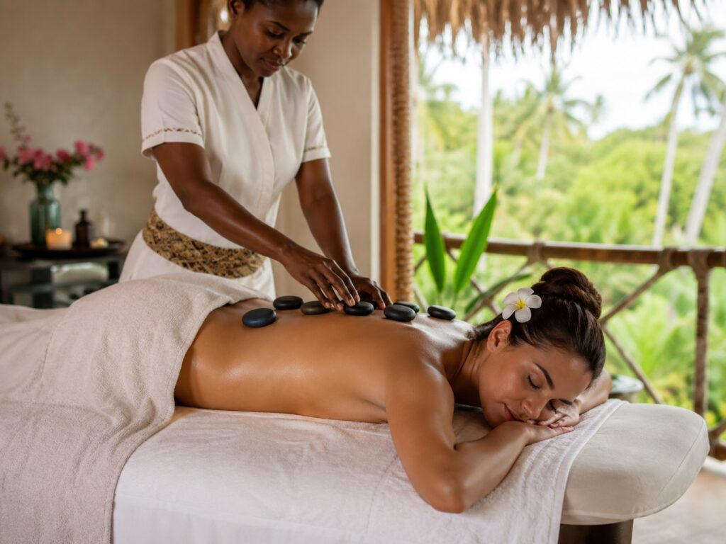 Hot stone massage treatment in Zanzibar